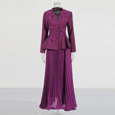 Designer Butterfly Blazer & Pleated Midi Skirt
